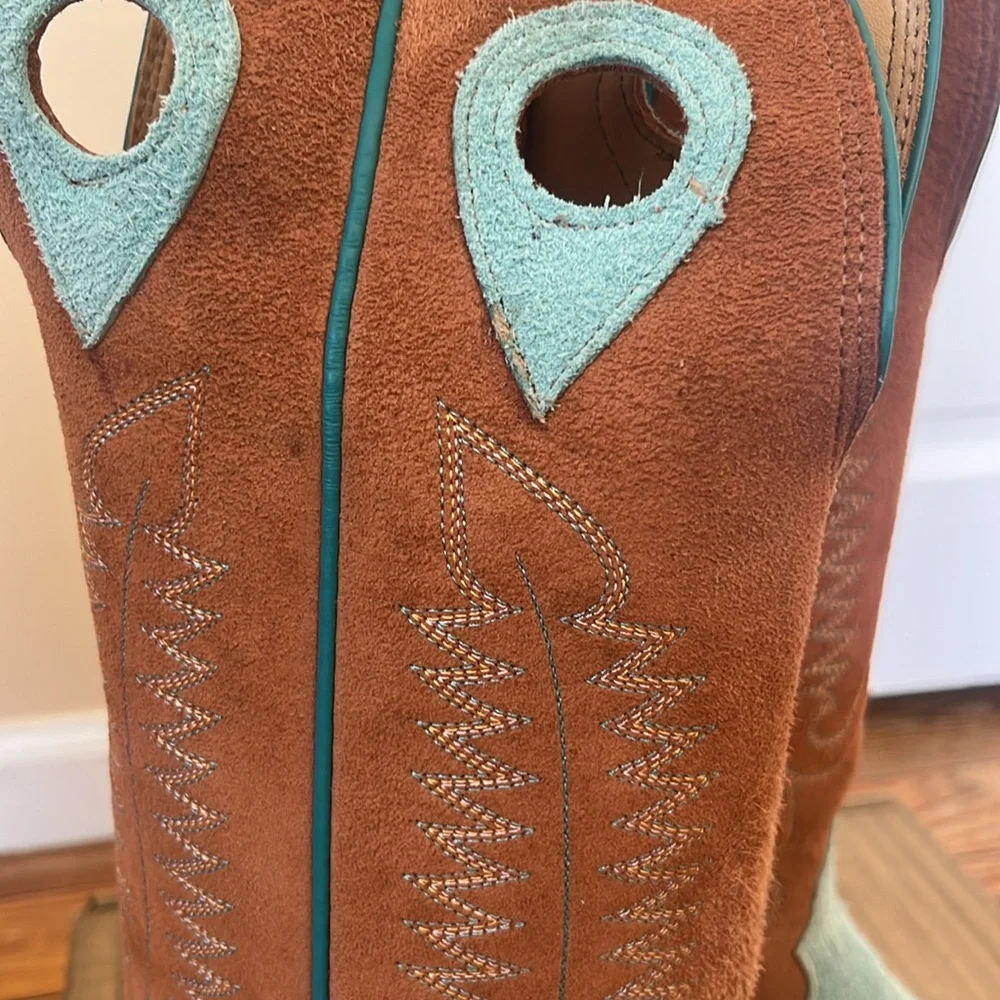 Fenoglio Tiffany Blue & Cognac Full Hide Boots 8.5 - Picture 2 of 10